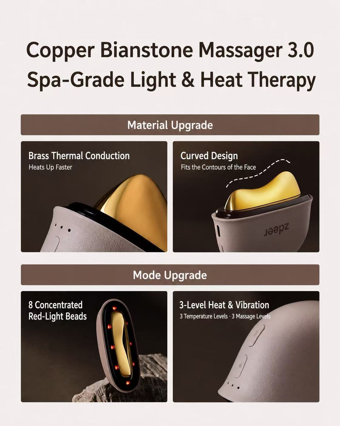 Copper Bian Stone Heated Facial Messager 3.0